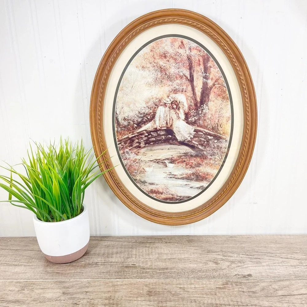 Vintage Oval Frame Nature‎ Picture - Vintage Wall Hanging